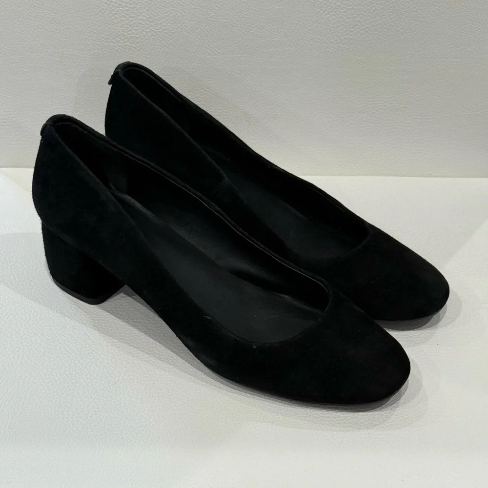 Kate Spade New York Black Suede Beverly Pump Block Heel Size 7